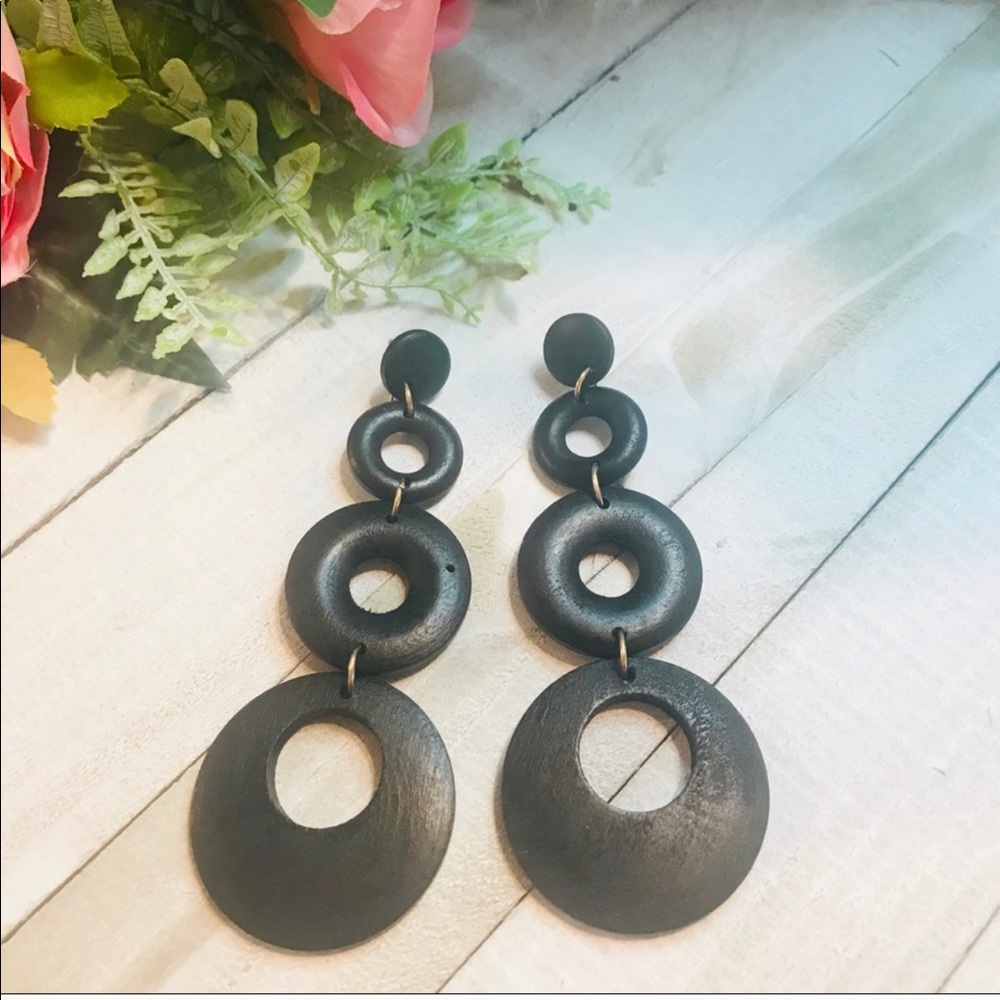 Wood donut style 4” earrings